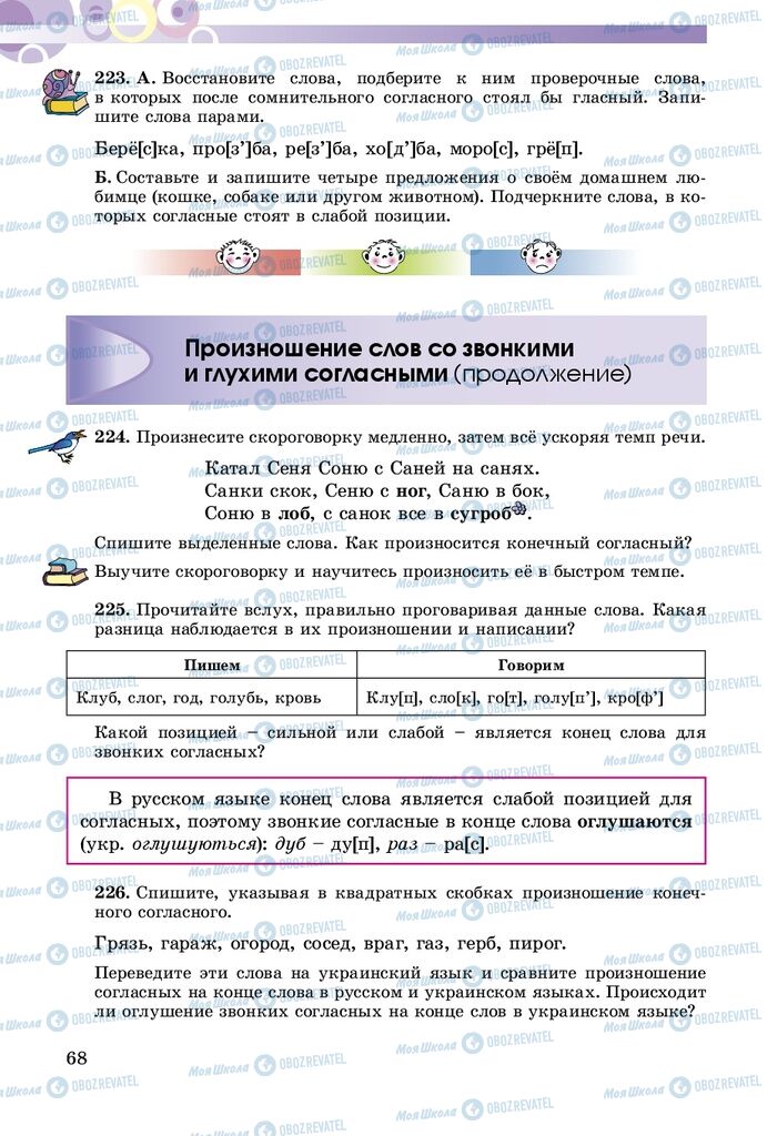 Підручники Російська мова 5 клас сторінка 68