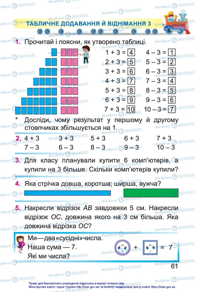 Учебники Математика 1 класс страница 61