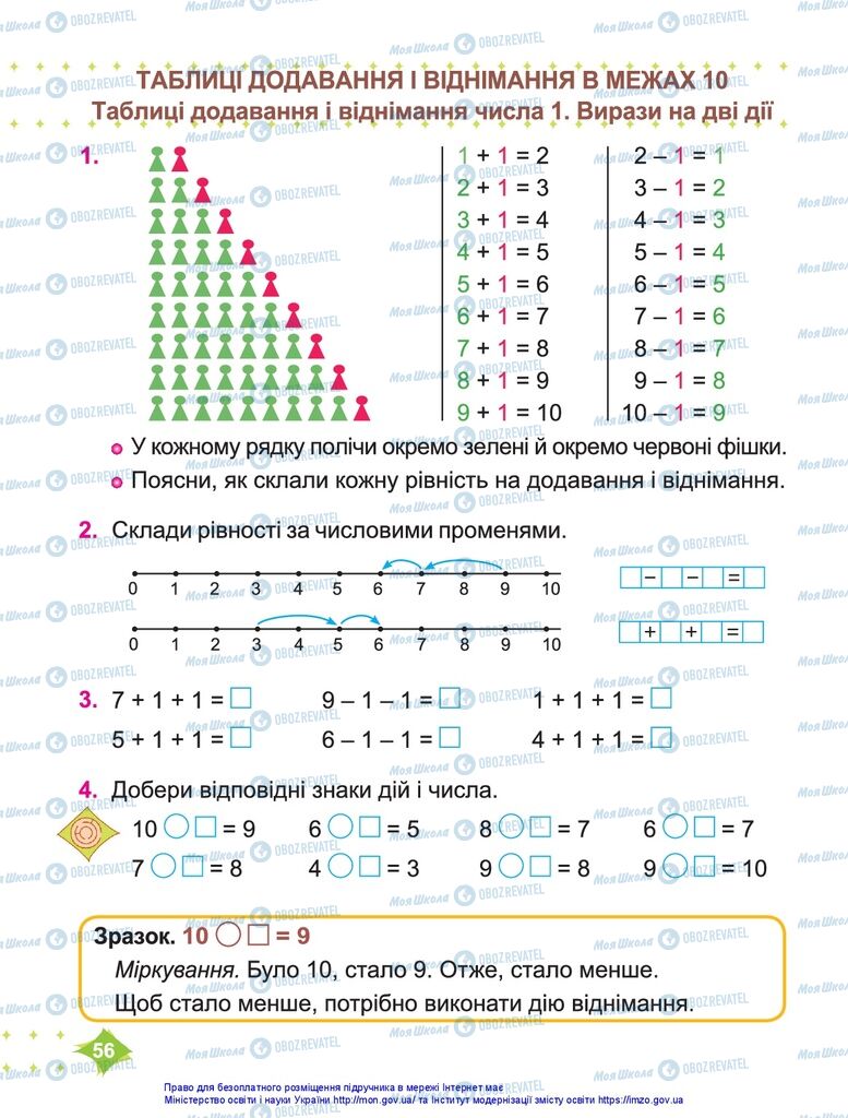 Підручники Математика 1 клас сторінка  56