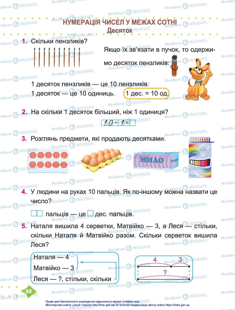 Підручники Математика 1 клас сторінка  88