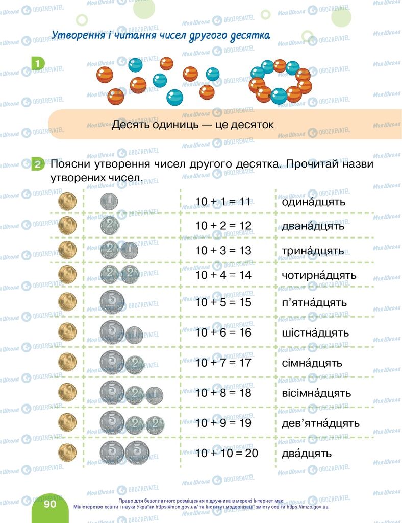 Підручники Математика 1 клас сторінка 90