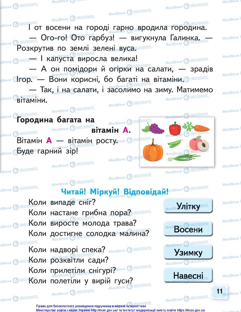 Підручники Українська мова 1 клас сторінка 11