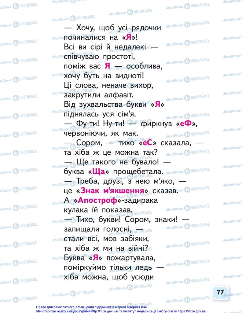 Учебники Укр мова 1 класс страница 77