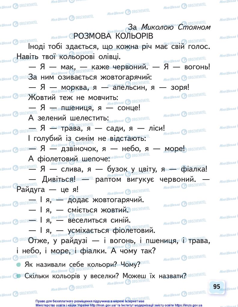 Підручники Українська мова 1 клас сторінка 95