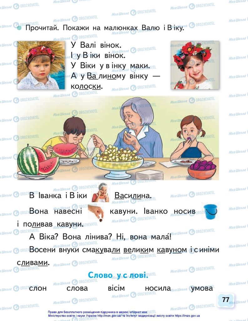 Підручники Українська мова 1 клас сторінка 77