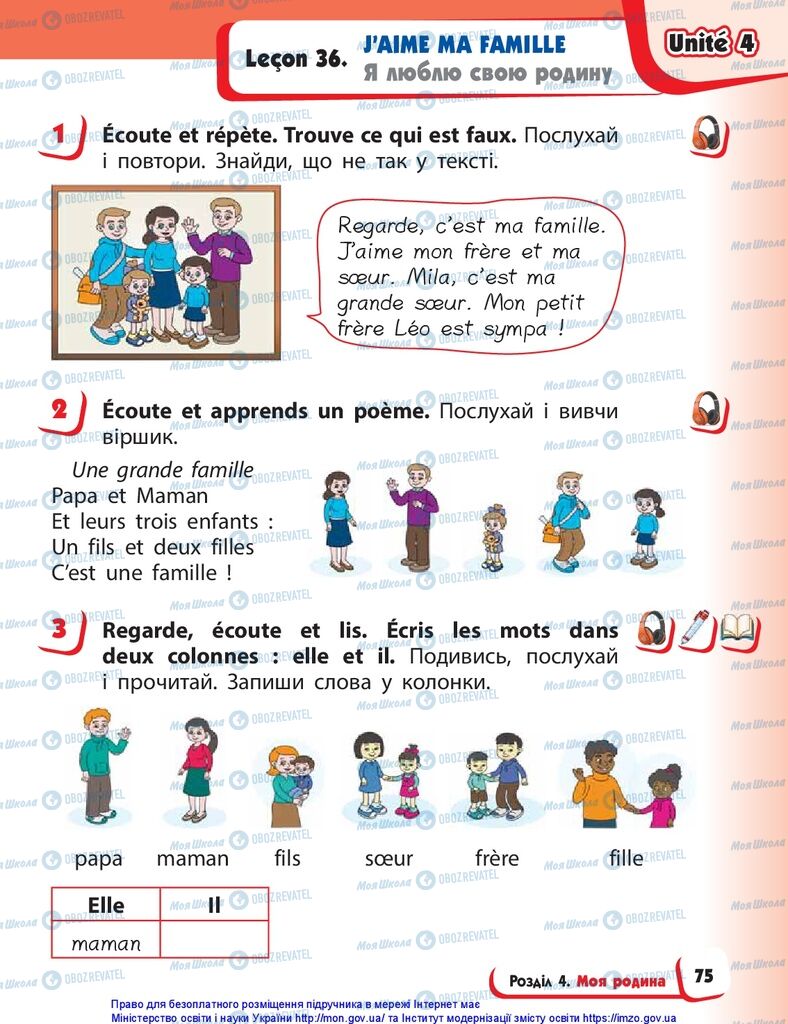 Учебники Французский язык 1 класс страница 75