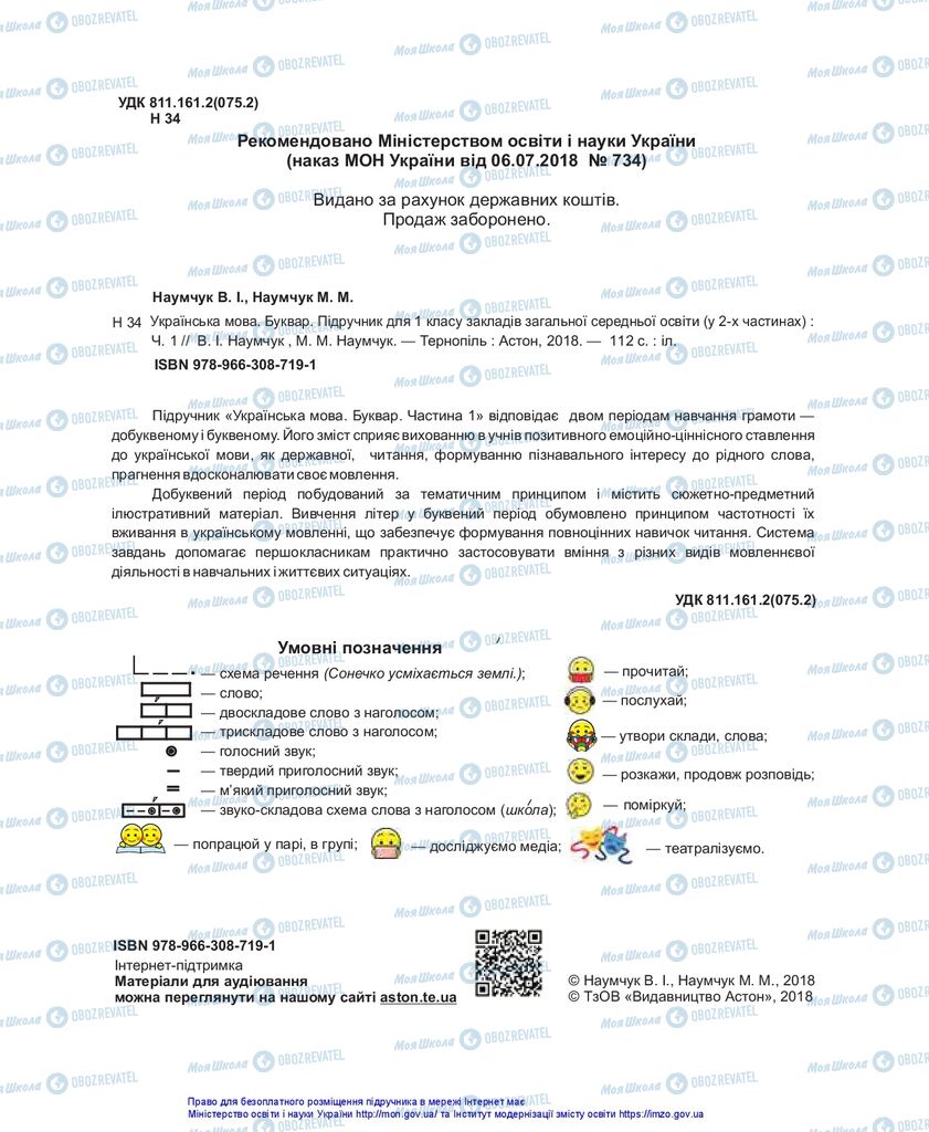 Підручники Українська мова 1 клас сторінка  2