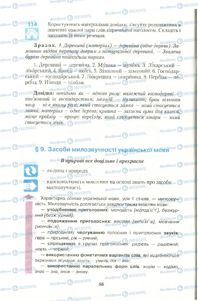 Підручники Українська мова 10 клас сторінка 66