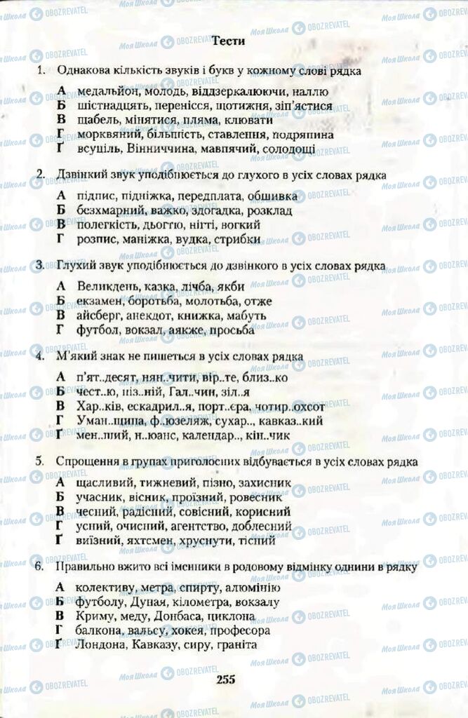Учебники Укр мова 10 класс страница 255