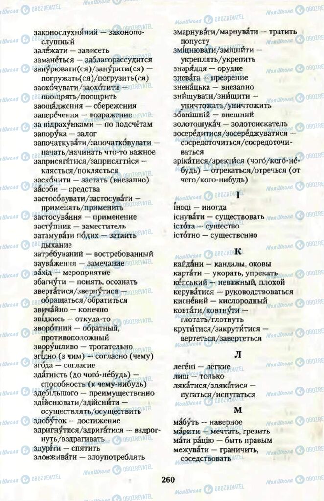 Учебники Укр мова 10 класс страница  260