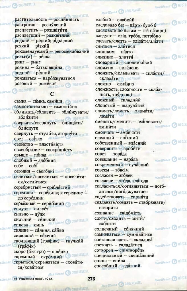 Учебники Укр мова 10 класс страница  273