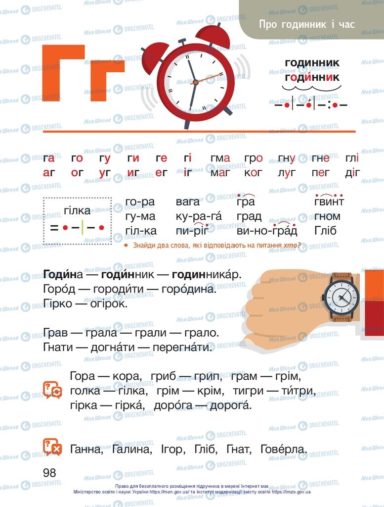 Підручники Українська мова 1 клас сторінка 98
