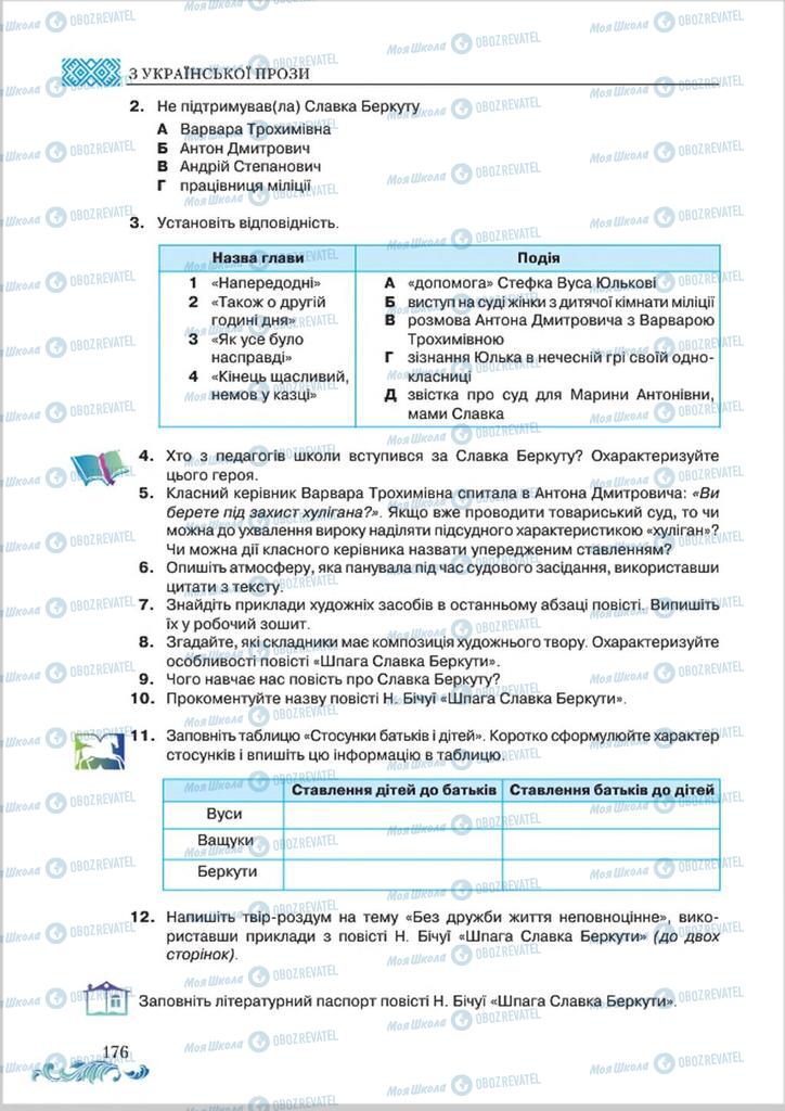 Учебники Укр лит 8 класс страница  176