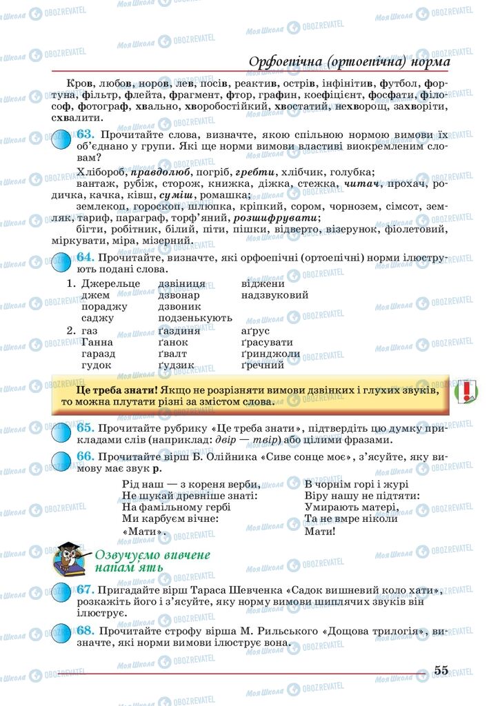 Підручники Українська мова 10 клас сторінка 55