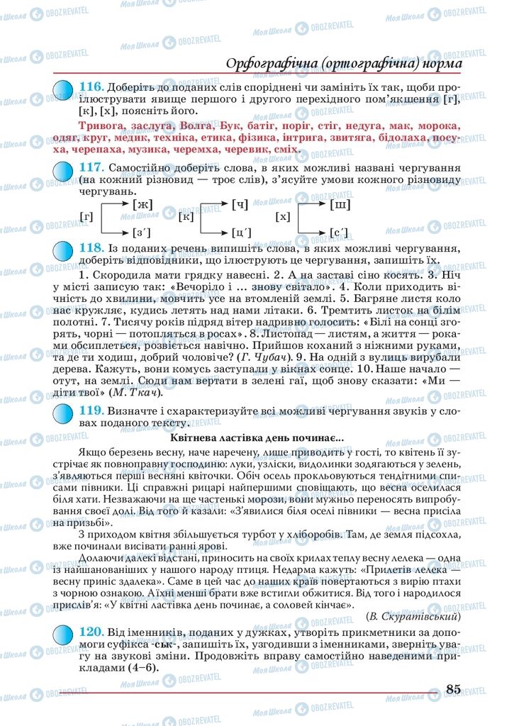 Підручники Українська мова 10 клас сторінка 85