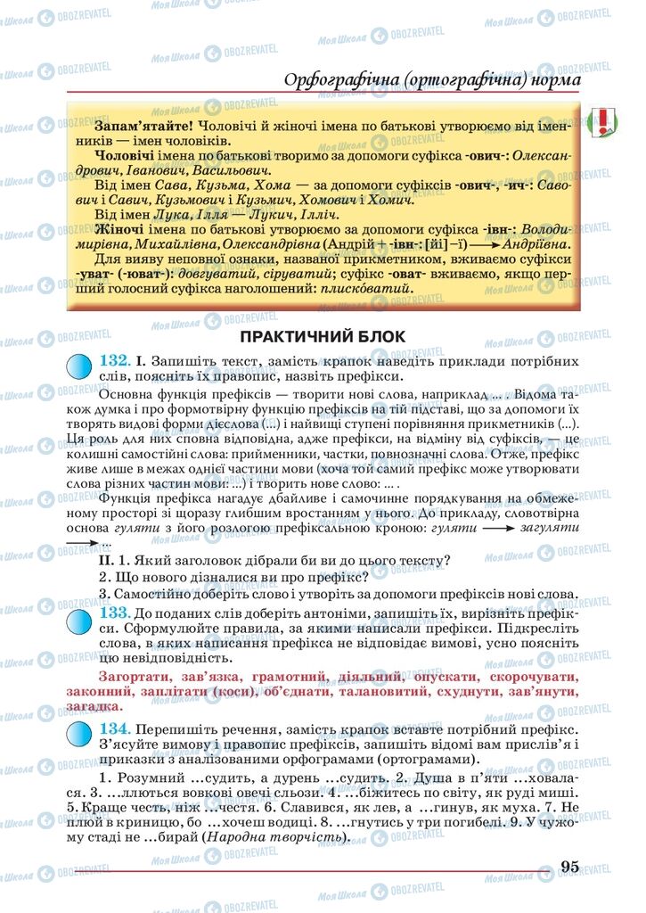 Учебники Укр мова 10 класс страница 95