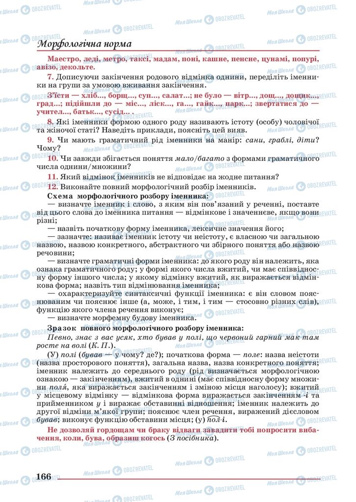 Підручники Українська мова 10 клас сторінка 166