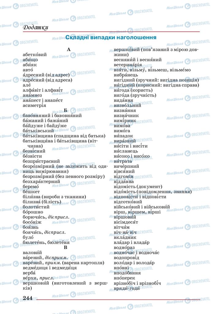 Підручники Українська мова 10 клас сторінка 244