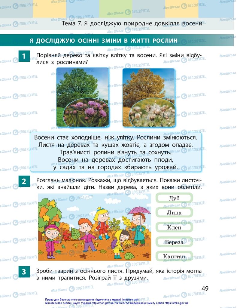 Підручники Я досліджую світ 1 клас сторінка 49