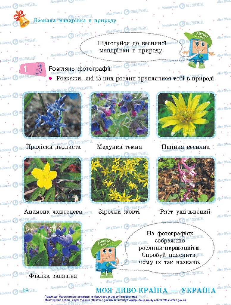 Підручники Я досліджую світ 1 клас сторінка 58