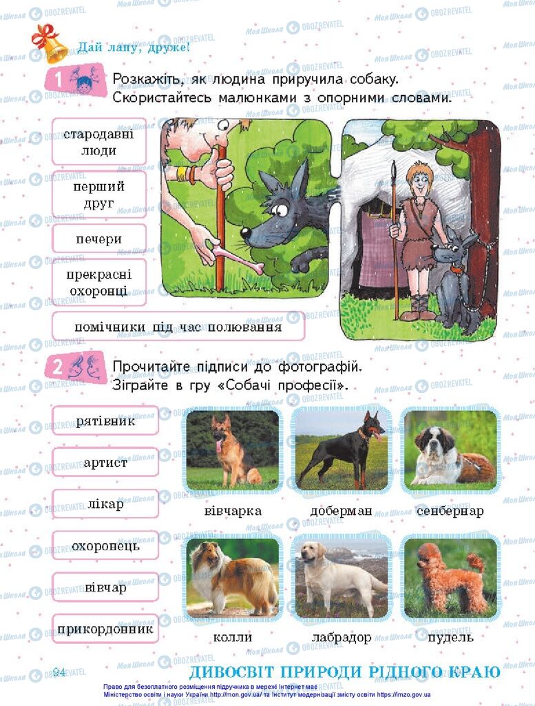 Підручники Я досліджую світ 1 клас сторінка 94