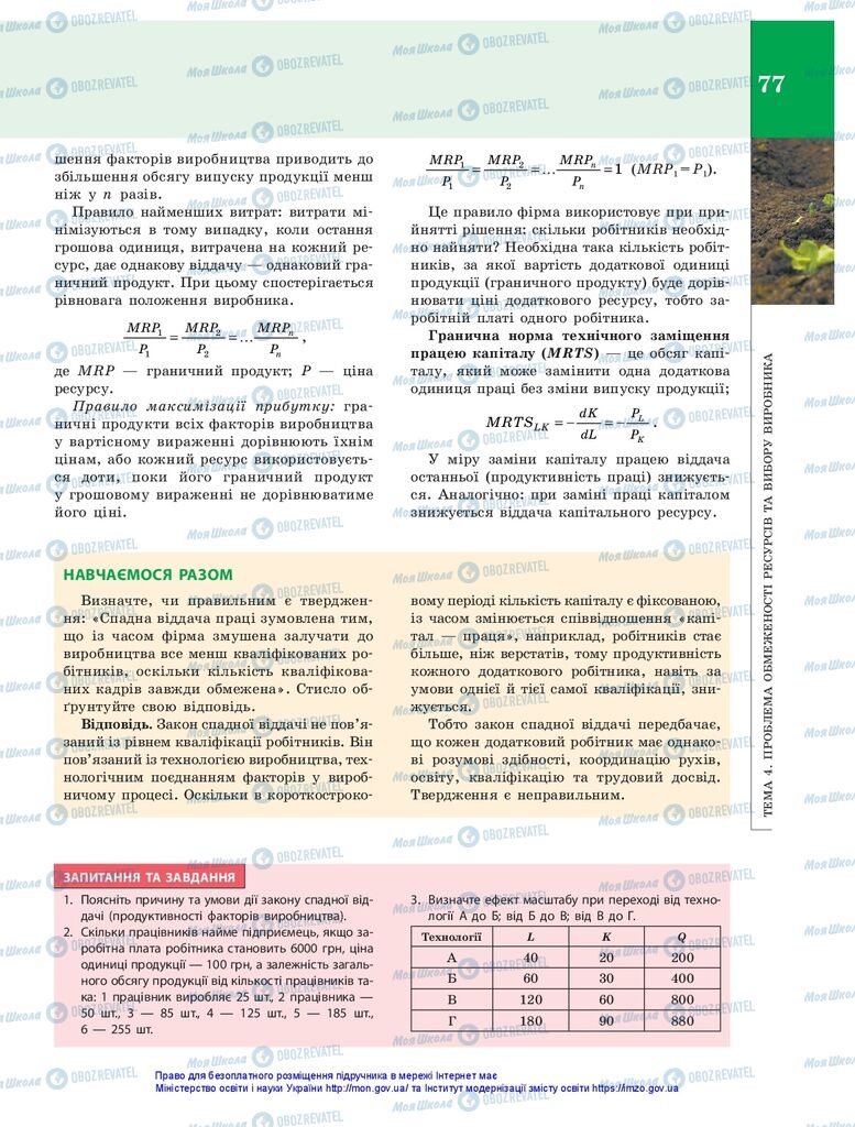 Підручники Економіка 10 клас сторінка 77