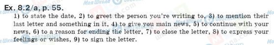 ГДЗ Англійська мова 8 клас сторінка упр.8.2а, стр.55