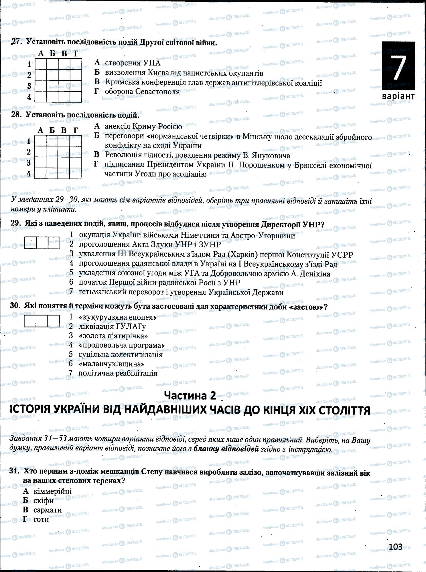 ЗНО Історія України 11 клас сторінка  103