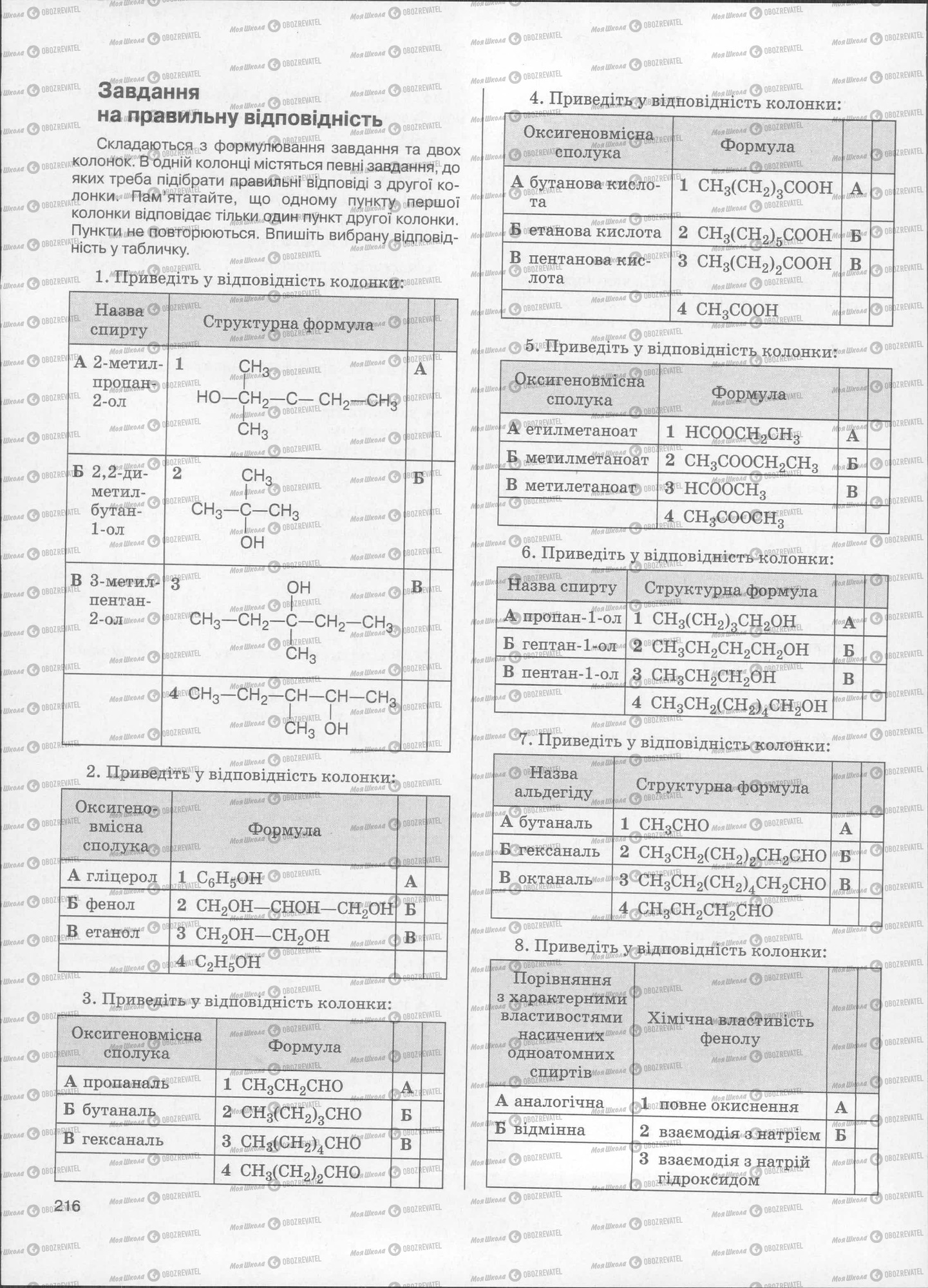 ЗНО Хімія 11 клас сторінка  216