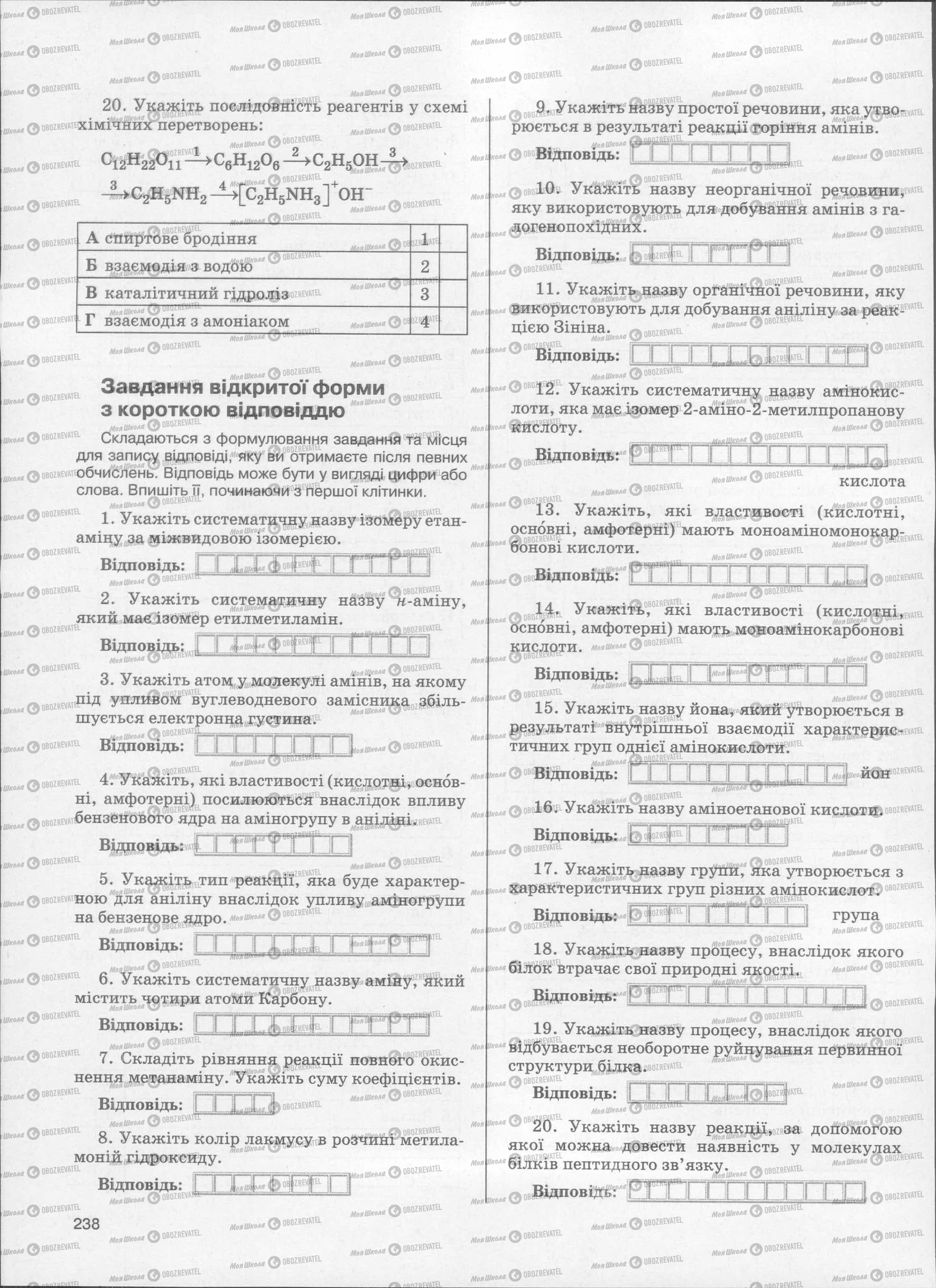 ЗНО Хімія 11 клас сторінка  238