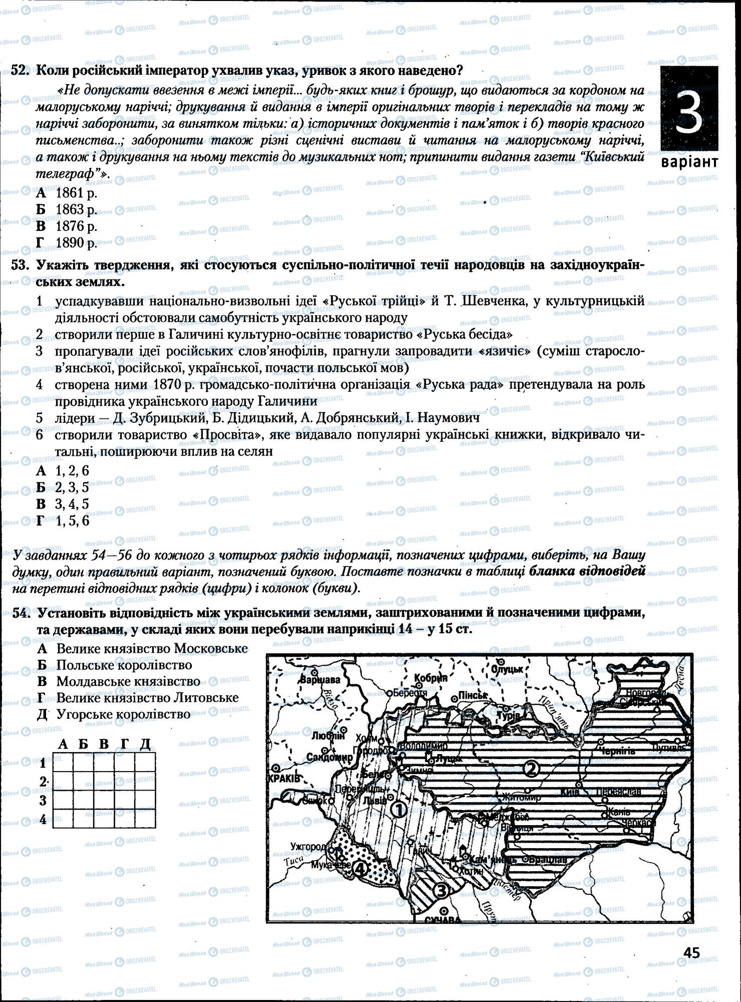 ЗНО Історія України 11 клас сторінка  45