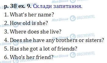 ГДЗ Англійська мова 6 клас сторінка p.38 ex.9