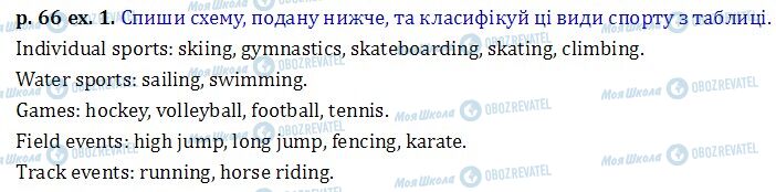 ГДЗ Англійська мова 6 клас сторінка p.66 ex.1