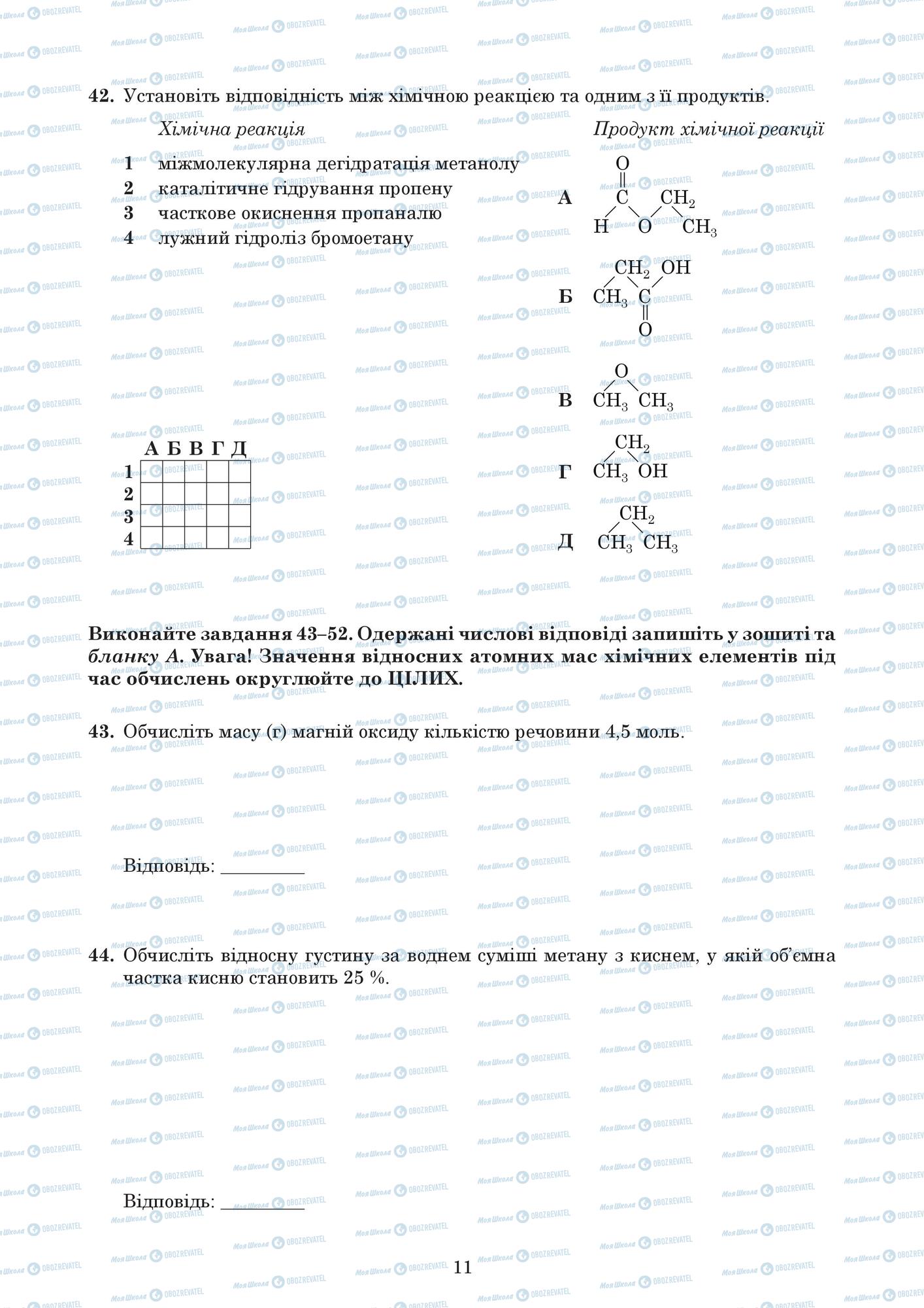 ЗНО Хімія 11 клас сторінка  4