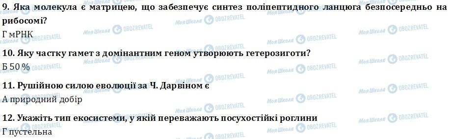 ДПА Біологія 9 клас сторінка 9-12