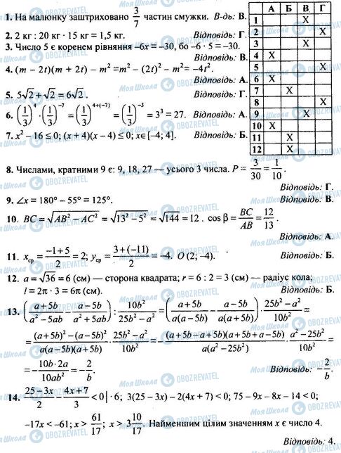 ДПА Математика 9 клас сторінка  1-14
