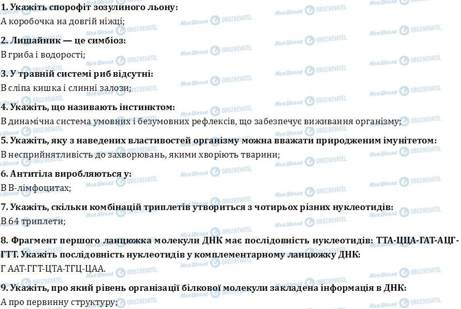 ДПА Біологія 9 клас сторінка  1-9