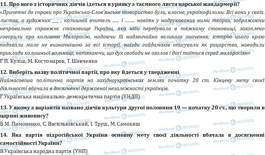 ДПА Історія України 9 клас сторінка  11-14