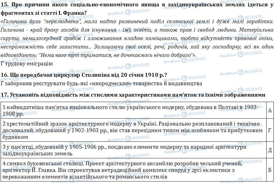 ДПА История Украины 9 класс страница  15-17