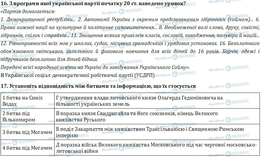 ДПА История Украины 9 класс страница  16-17