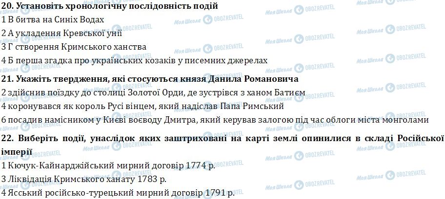 ДПА История Украины 9 класс страница  20-22