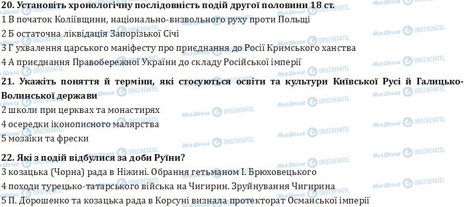ДПА Історія України 9 клас сторінка  20-22