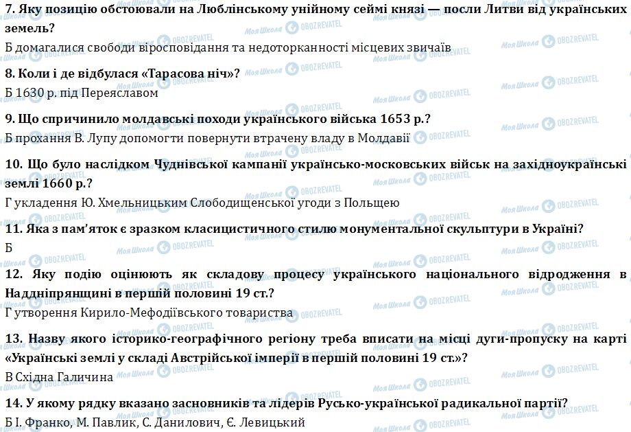 ДПА Історія України 9 клас сторінка  7-14