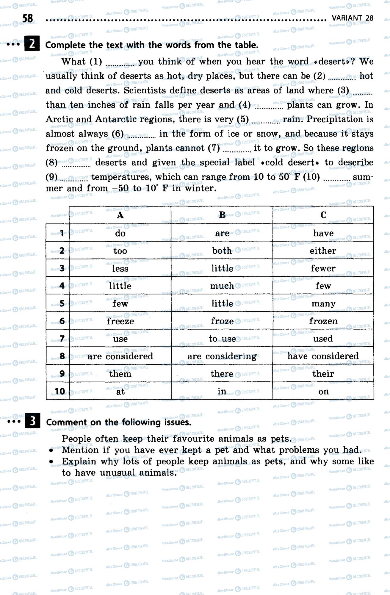 ДПА Английский язык 9 класс страница  58