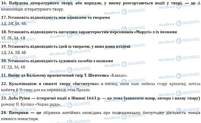 ДПА Укр лит 9 класс страница 16-24