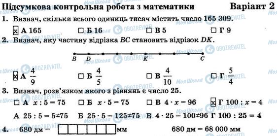 ДПА Математика 4 клас сторінка  1-4