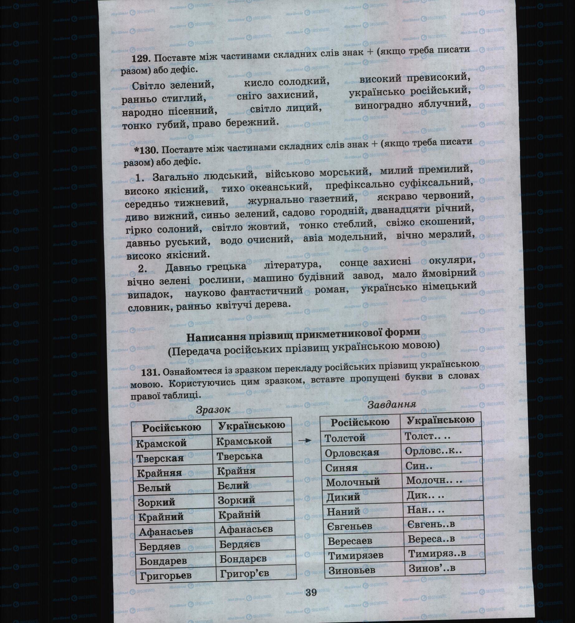 Підручники Українська мова 6 клас сторінка 39