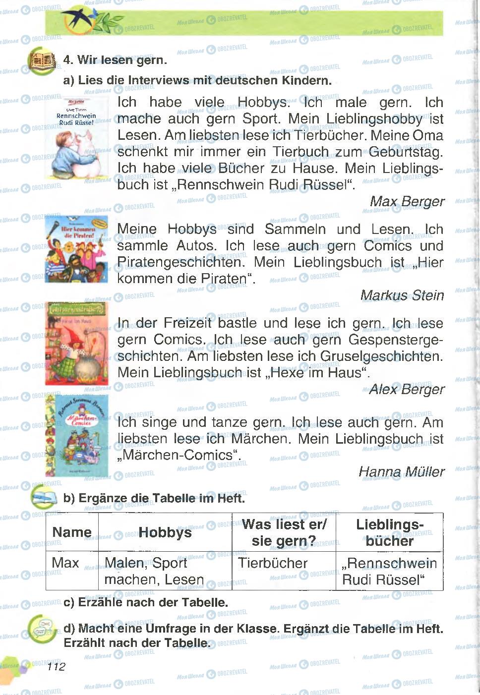 Підручники Німецька мова 4 клас сторінка 112