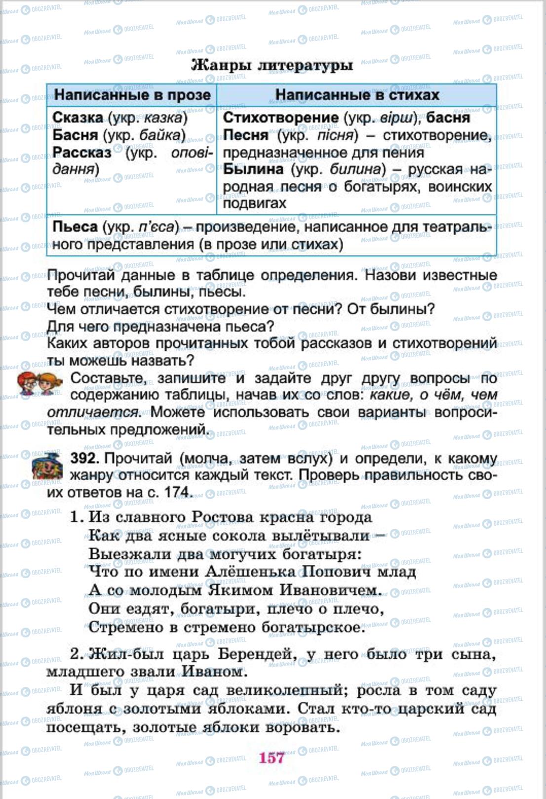 Підручники Російська мова 4 клас сторінка  157
