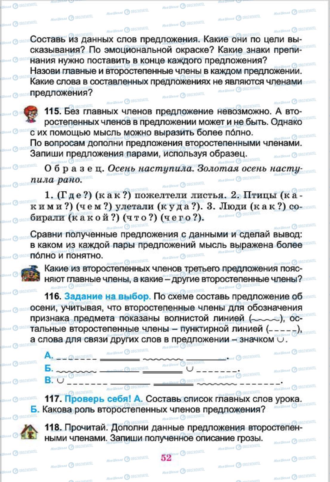 Учебники Русский язык 4 класс страница  52
